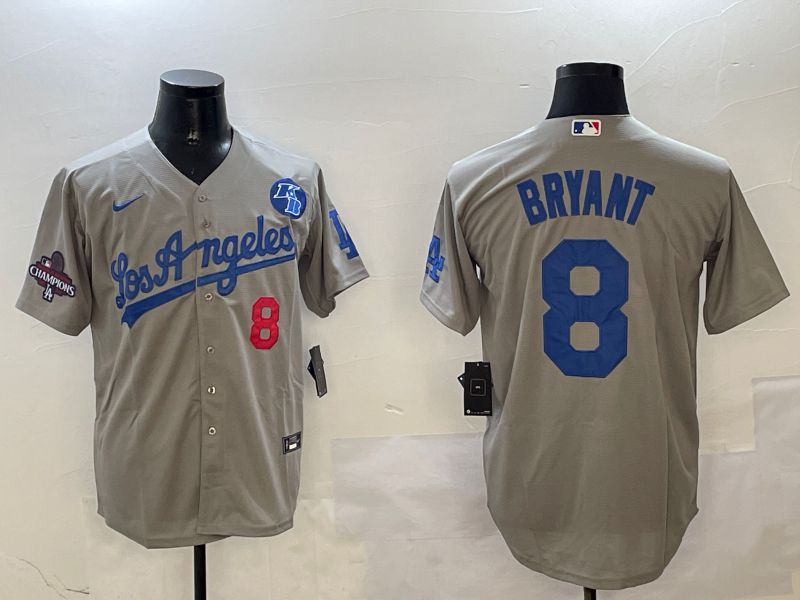 Men Los Angeles Dodgers 8 Bryant Grey Game 2025 Nike MLB Jersey style 6